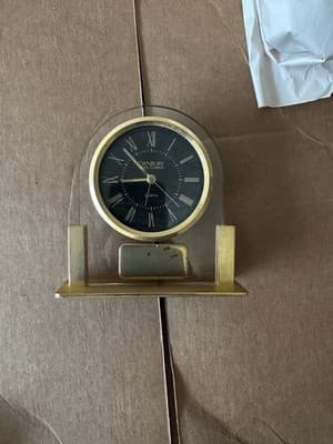 Vintage Danbury Clock Company Desk Clock – Quartz, Gold-Tone with Acrylic Arch - Thumbnail 2