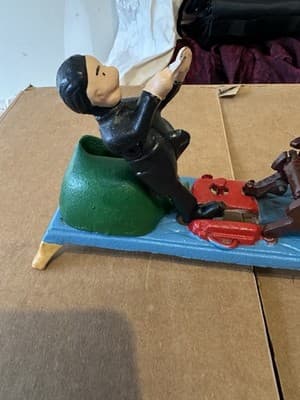 Vintage Cast Iron Dentist and Patient Mechanical Bank – Hand Painted - Thumbnail 8