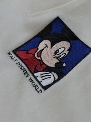 Vintage Disney Mickey Mouse Fleece Pullover Quarter Zip White Size S - Thumbnail 4