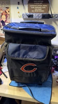Chicago Bears Rolling Cooler Backpack Insulated Wheeled Tailgate Bag w/Handle - Thumbnail 2