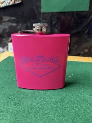 Pink Las Vegas Nevada Flask 6oz Welcome to Fabulous Las Vegas Souvenir