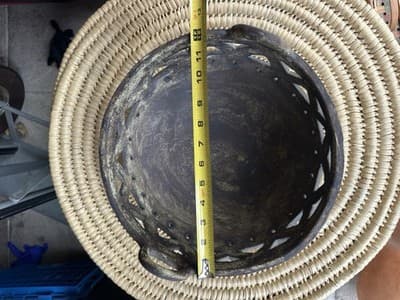 Rustic Cast Iron Decorative Bowl Basket 12” x 6” Handles Vintage Style - Thumbnail 7