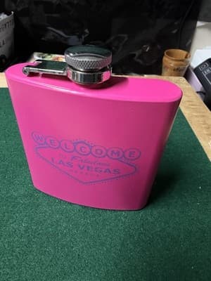 Pink Las Vegas Nevada Flask 6oz Welcome to Fabulous Las Vegas Souvenir - Thumbnail 2
