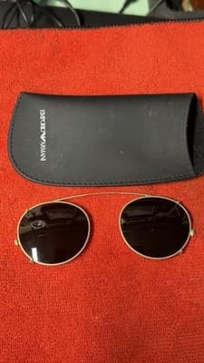 Emporio Armani Round Gold Tone Sunglasses Dark Lenses 852 008 45□22 w/Case - Thumbnail 3