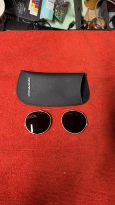 Emporio Armani Round Gold Tone Sunglasses Dark Lenses 852 008 45□22 w/Case