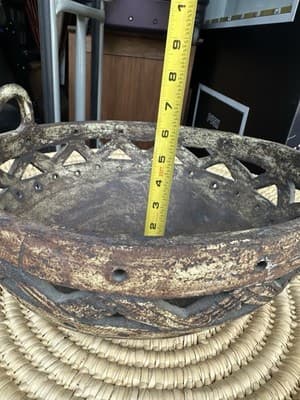 Rustic Cast Iron Decorative Bowl Basket 12” x 6” Handles Vintage Style - Thumbnail 9