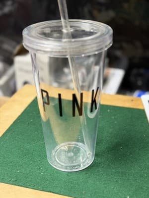 PINK Clear Plastic Tumbler Cup w/ Lid & Straw 24 oz Reusable Cold Drink Cup - Thumbnail 4