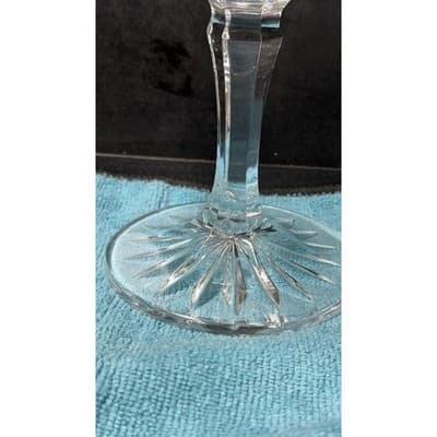 Vintage Cut Crystal Compote Dessert Dish 7" Hand Etched Floral - Thumbnail 4