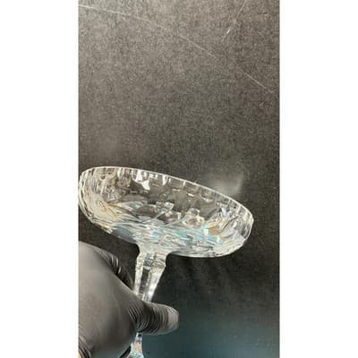 Vintage Cut Crystal Compote Dessert Dish 7" Hand Etched Floral - Thumbnail 7