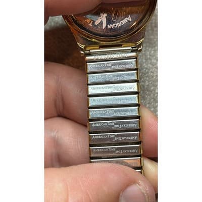 American Time Ltd Union Made Gold Tone Watch BAC Logo Expandable Band 3ATM - Thumbnail 8