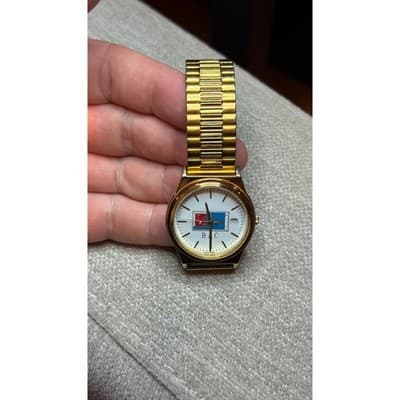 American Time Ltd Union Made Gold Tone Watch BAC Logo Expandable Band 3ATM - Thumbnail 4