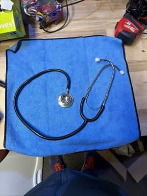 Adult Stethoscope Black/Chrome Single Head Acoustic Medical Nurse Doctor (Used) - Thumbnail 2