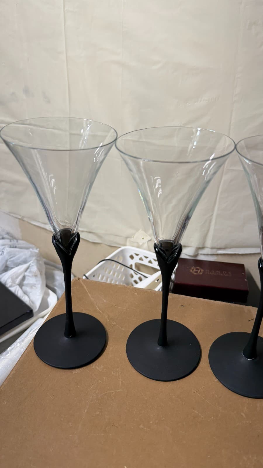 Set of 4 Modern Black Stem Martini Glasses – Tall Elegant 25cm - Thumbnail 4