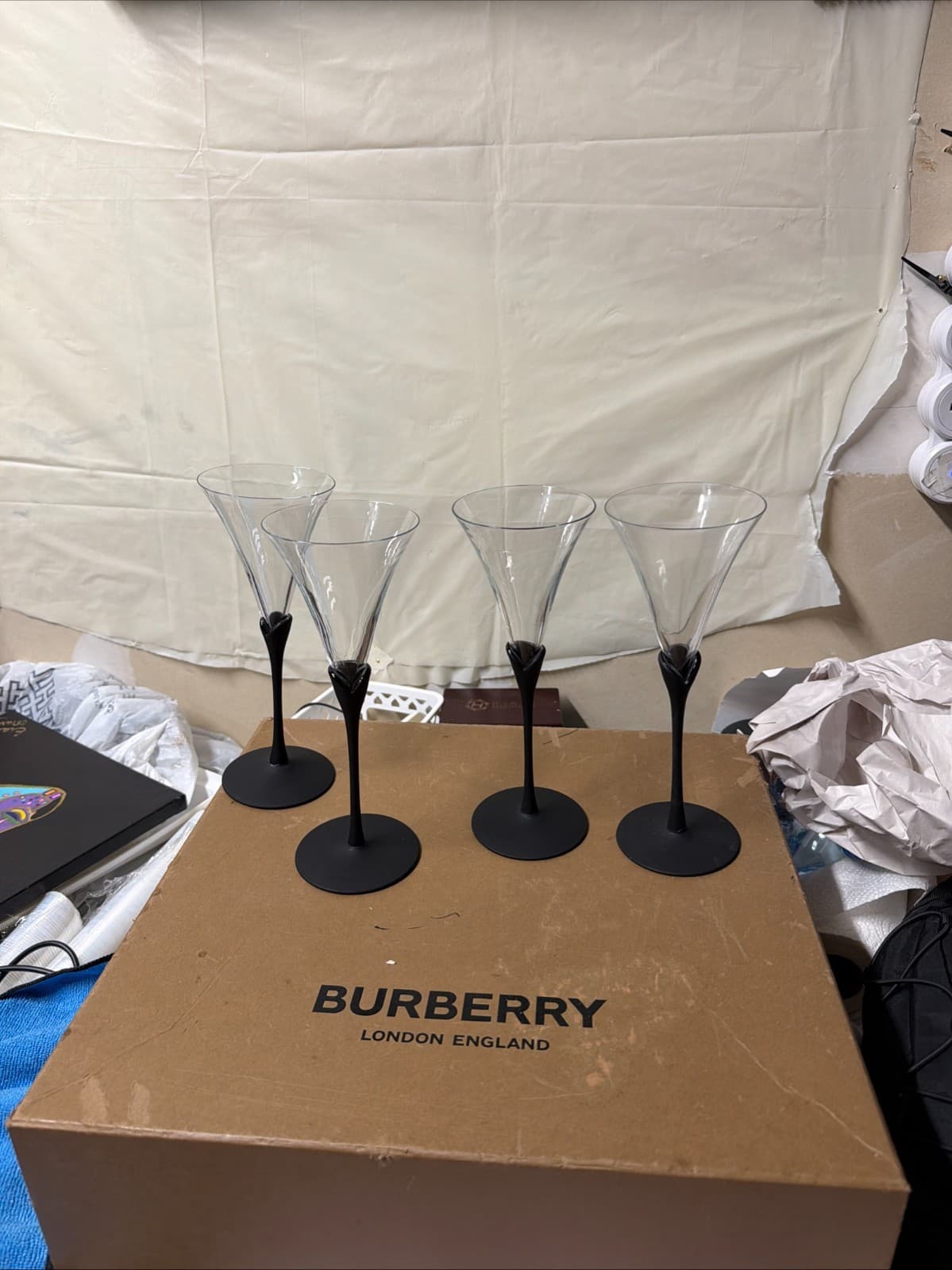Set of 4 Modern Black Stem Martini Glasses – Tall Elegant 25cm - Thumbnail 5