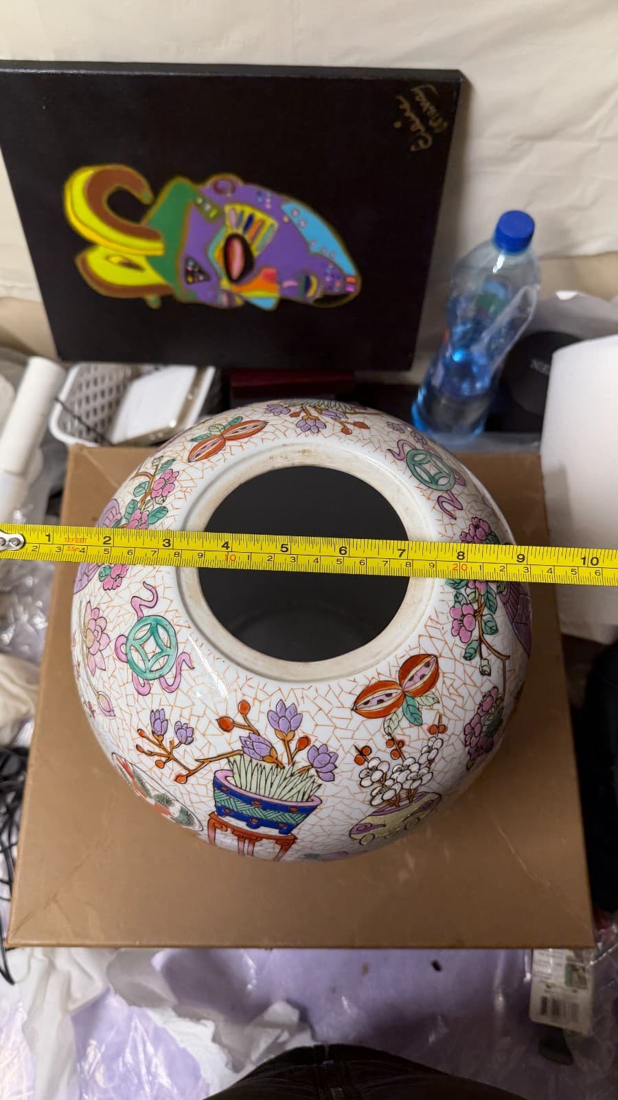Large Decorative Lidded Vase CPC Macau – Handpainted Oriental Style 12" - Thumbnail 17