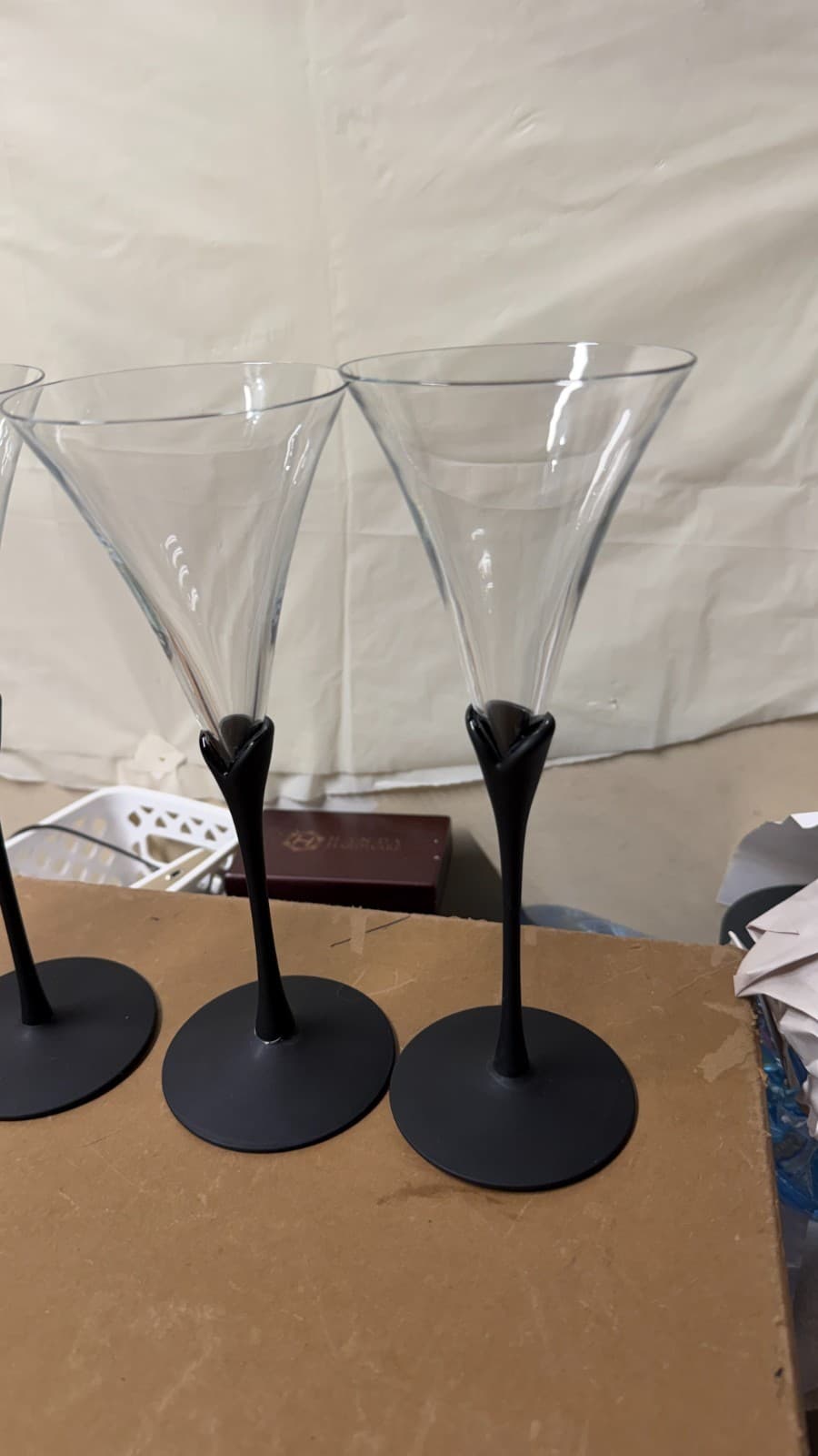 Set of 4 Modern Black Stem Martini Glasses – Tall Elegant 25cm - Thumbnail 3
