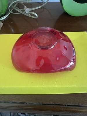 Vintage Red Murano Glass Bowl – Mid-Century Modern Art Glass – 7.5” x 6.5” - Thumbnail 10