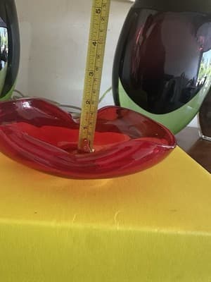 Vintage Red Murano Glass Bowl – Mid-Century Modern Art Glass – 7.5” x 6.5” - Thumbnail 6