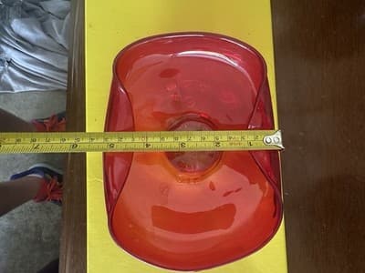 Vintage Red Murano Glass Bowl – Mid-Century Modern Art Glass – 7.5” x 6.5” - Thumbnail 5