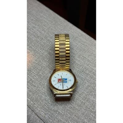 American Time Ltd Union Made Gold Tone Watch BAC Logo Expandable Band 3ATM - Thumbnail 2