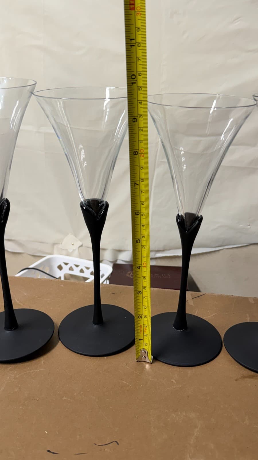 Set of 4 Modern Black Stem Martini Glasses – Tall Elegant 25cm - Thumbnail 7