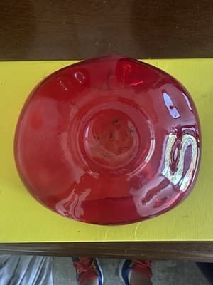 Vintage Red Murano Glass Bowl – Mid-Century Modern Art Glass – 7.5” x 6.5” - Thumbnail 9
