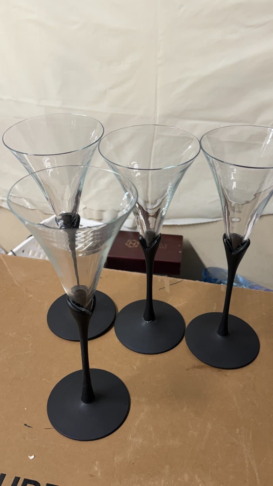 Set of 4 Modern Black Stem Martini Glasses – Tall Elegant 25cm - Thumbnail 8