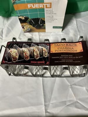 Taco Night Set FUERTE Tortilla Bowl Molds + Stainless Steel Taco Rack - Thumbnail 2