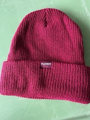 Playboy Bunny Burgundy Knit Beanie Hat One Size Unisex - Thumbnail 2