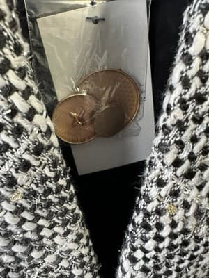 Fashion Nova Tweed 2 Piece Set Cropped Blazer Skirt Black White - Thumbnail 3