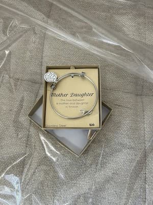 Mother Daughter Stainless Steel Charm Bangle Bracelet Gift Boxed New $20