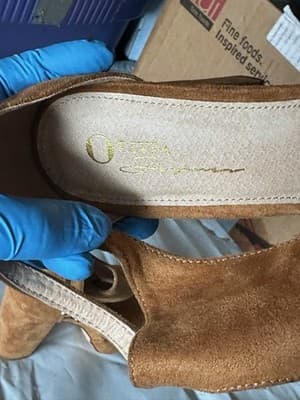 Olivia Miller Women’s Peep Toe Block Heel Sandals Tan Suede Size 8 - Thumbnail 4