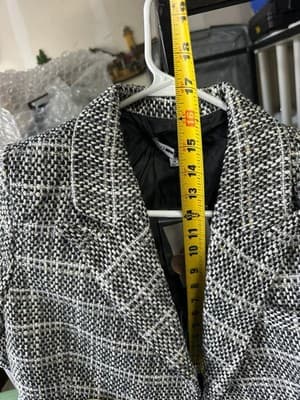 Fashion Nova Tweed 2 Piece Set Cropped Blazer Skirt Black White - Thumbnail 8