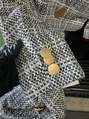 Fashion Nova Tweed 2 Piece Set Cropped Blazer Skirt Black White - Thumbnail 4