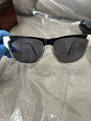 Laura Biagiotti Vintage Sunglasses Black Silver Frame Square Retro Unisex