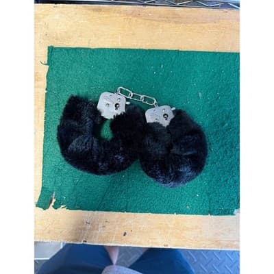 Black Faux Handcuffs Metal Novelty Cuffs with Safety Release Costume Accessory - Thumbnail 4