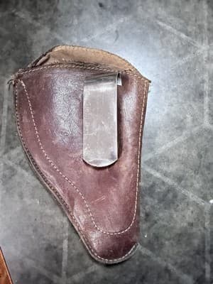 Vintage Brown Leather Belt Clip Holster Pouch Handmade Worn Patina - Thumbnail 2