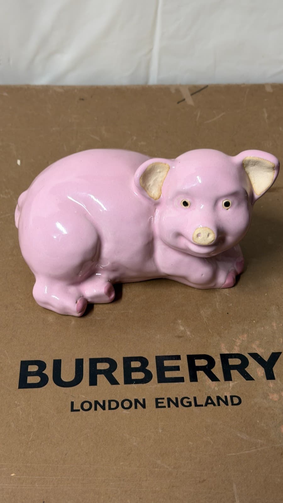 Vintage Style Pink Ceramic Pig Figurine 8” Handmade Vietnam - Thumbnail 2