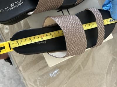 Via Spiga for Bloomingdale’s Women’s Double Strap Slides Taupe Textured Leather - Thumbnail 2