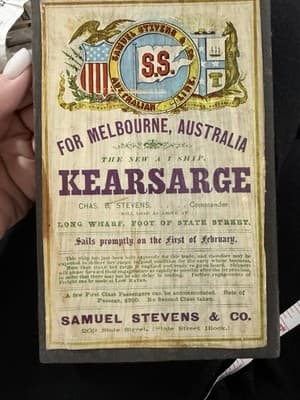 Vintage SS Kearsarge Ship Poster Melbourne Australia Samuel Stevens Maritime Art - Thumbnail 2