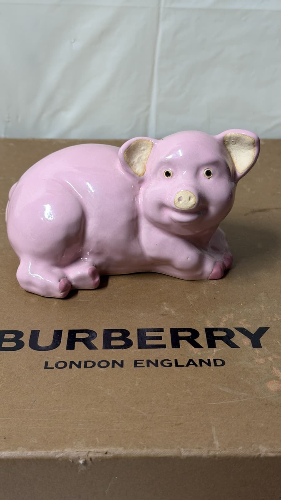 Vintage Style Pink Ceramic Pig Figurine 8” Handmade Vietnam - Thumbnail 3