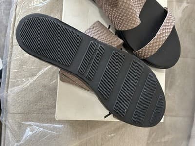Via Spiga for Bloomingdale’s Women’s Double Strap Slides Taupe Textured Leather - Thumbnail 4
