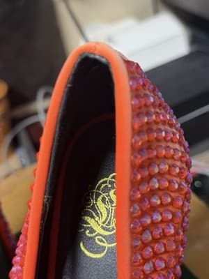 Orange Rhinestone High Heel Pumps Sparkly Pointed Toe Stiletto Shoes - Thumbnail 6