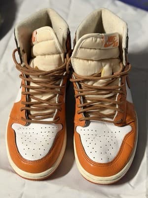 Nike Air Jordan 1 High Orange White Leather Sneakers EUR 38 UK 4.5 - Thumbnail 2