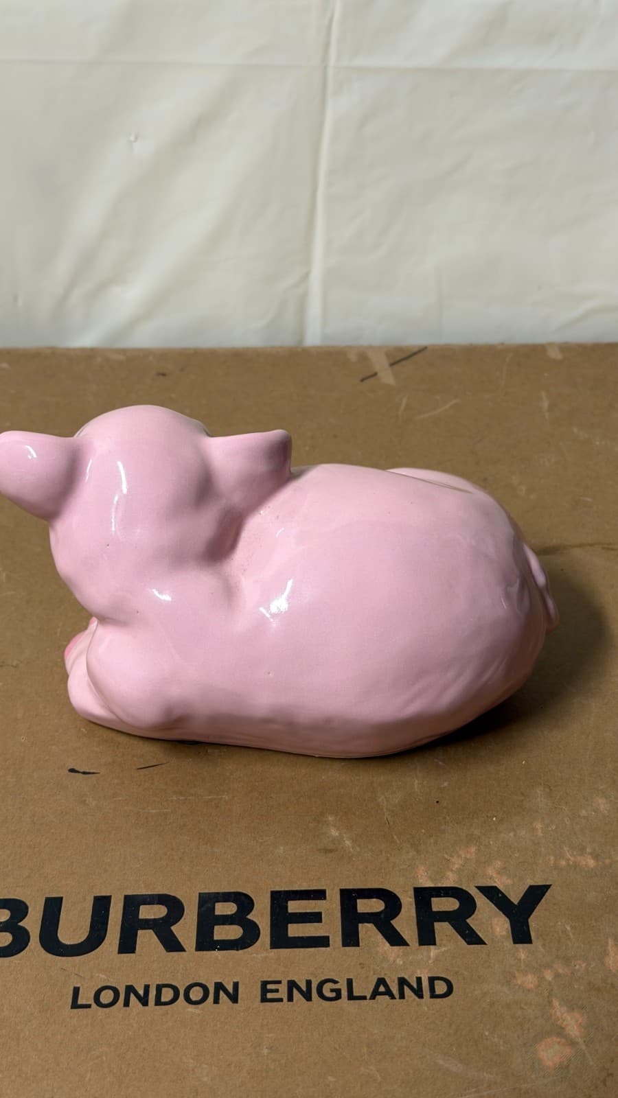 Vintage Style Pink Ceramic Pig Figurine 8” Handmade Vietnam - Thumbnail 4