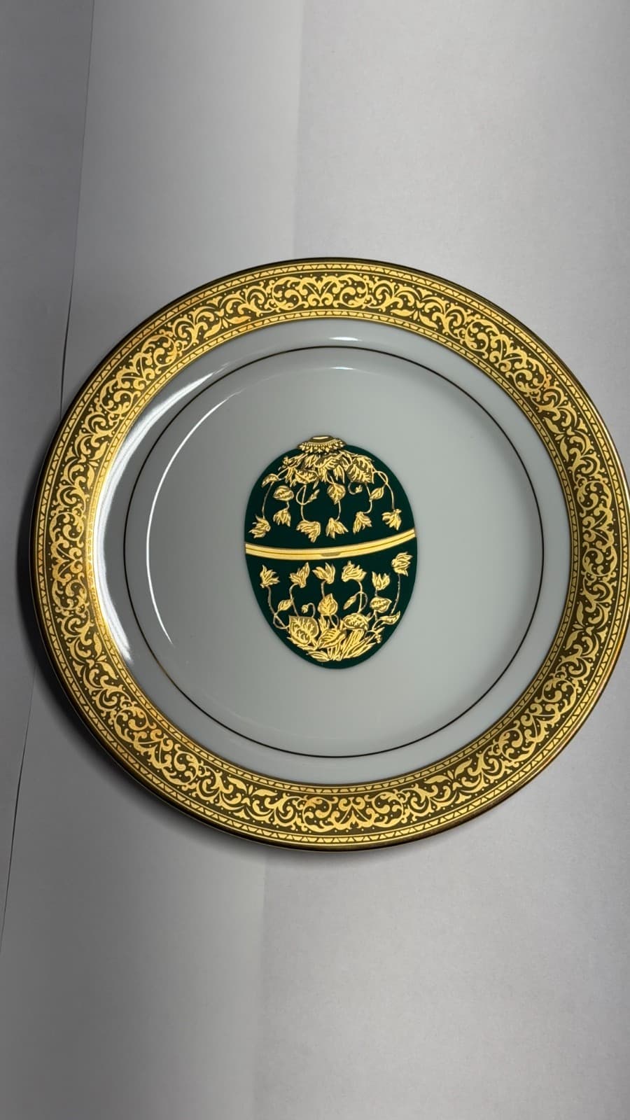 Muirfield Magnificence Decorative Plate Gold Trim Green Egg Design 10.5" - Thumbnail 3