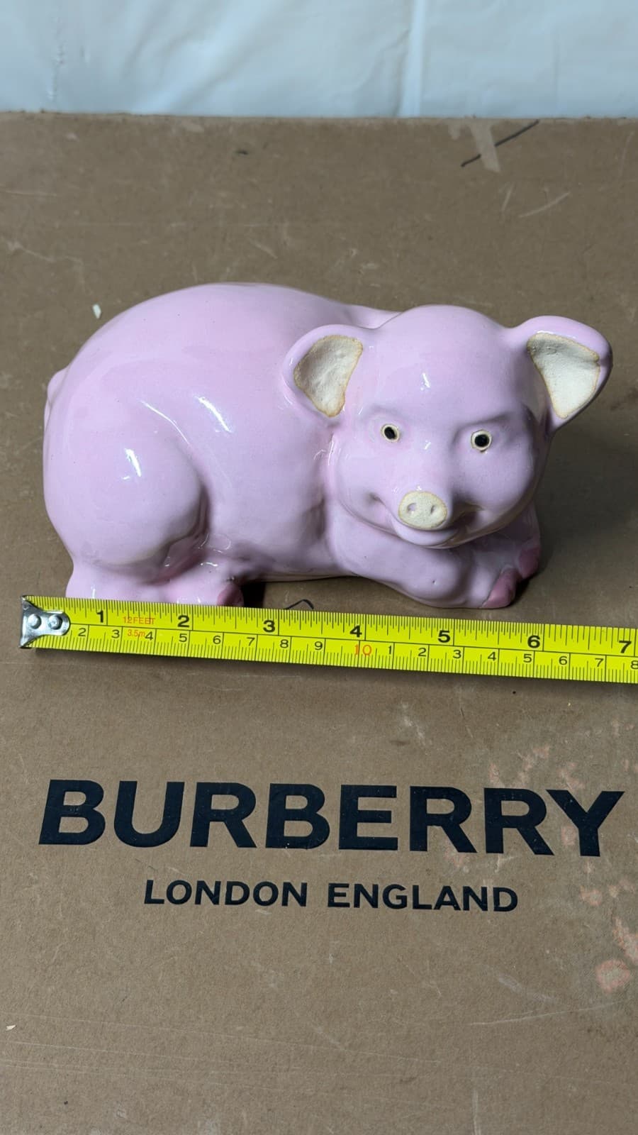 Vintage Style Pink Ceramic Pig Figurine 8” Handmade Vietnam - Thumbnail 7