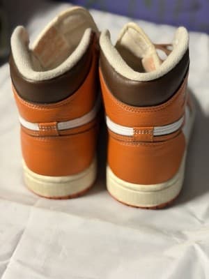 Nike Air Jordan 1 High Orange White Leather Sneakers EUR 38 UK 4.5 - Thumbnail 3
