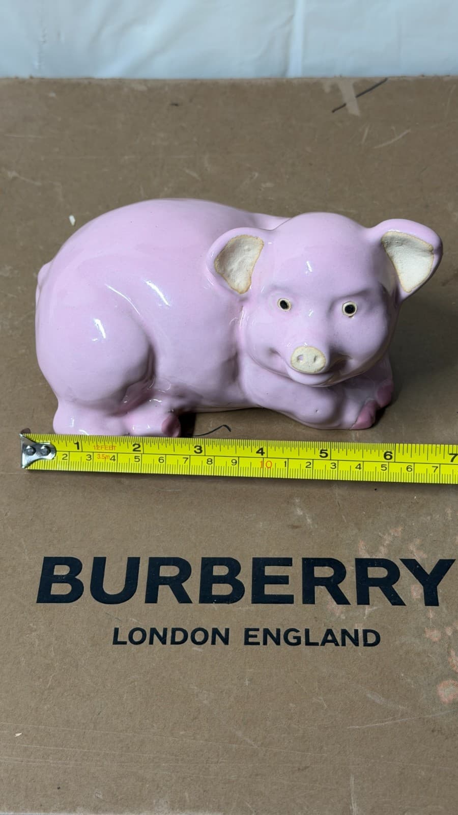 Vintage Style Pink Ceramic Pig Figurine 8” Handmade Vietnam - Thumbnail 6