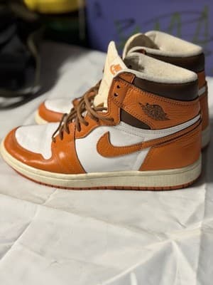 Nike Air Jordan 1 High Orange White Leather Sneakers EUR 38 UK 4.5